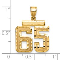 14K Yellow Gold Medium Diamond-cut Number 65 Charm view 2