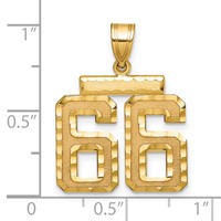 14K Medium Diamond-cut Number 66 Charm view 2