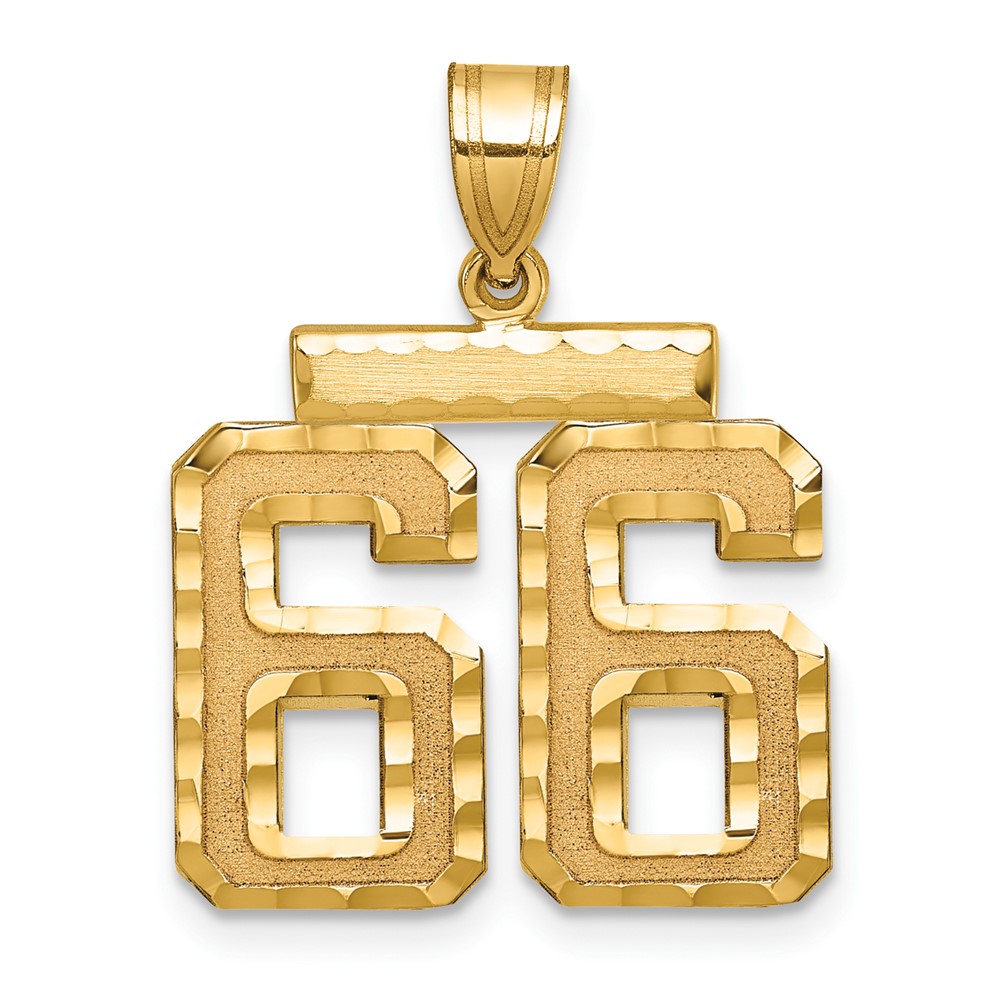 14K Medium Diamond-cut Number 66 Charm