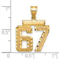 14K Medium Diamond-cut Number 67 Charm view 2