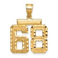 14K Yellow Gold Medium Diamond-cut Number 68 Charm view 1
