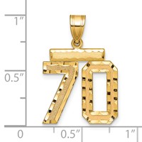 14K Yellow Gold Medium Diamond-cut Number 70 Charm view 2