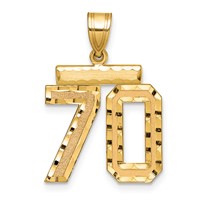 14K Yellow Gold Medium Diamond-cut Number 70 Charm view 1