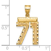 14K Yellow Gold Medium Diamond-cut Number 71 Charm view 2
