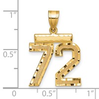 14K Yellow Gold Medium Diamond-cut Number 72 Charm view 2