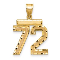14K Yellow Gold Medium Diamond-cut Number 72 Charm view 1