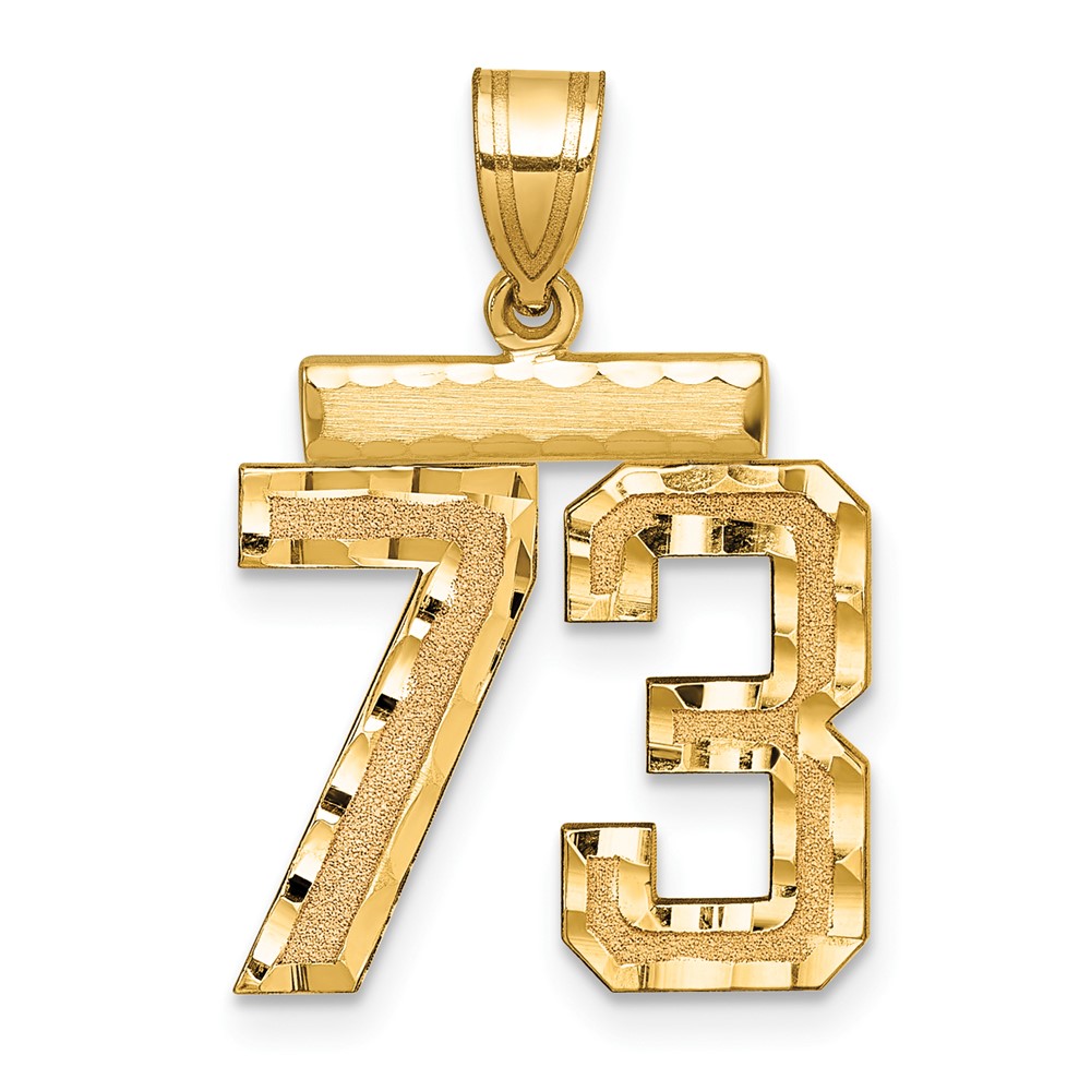 14K Yellow Gold Medium Diamond-cut Number 73 Charm