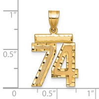 14K Yellow Gold Medium Diamond-cut Number 74 Charm view 2