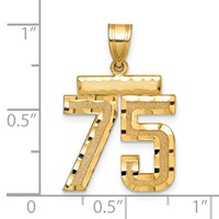14K Yellow Gold Medium Diamond-cut Number 75 Charm view 2