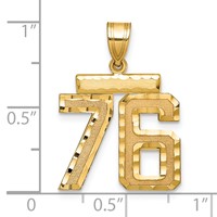 14K Yellow Gold Medium Diamond-cut Number 76 Charm view 2