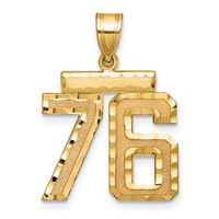 14K Yellow Gold Medium Diamond-cut Number 76 Charm view 1