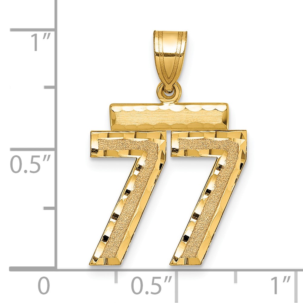 14k Medium Diamond-cut Number 77 Charm (MN77)