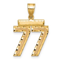 14K Yellow Gold Medium Diamond-cut Number 77 Charm view 1
