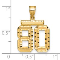 14K Yellow Gold Medium Diamond-cut Number 80 Charm view 2