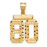 14K Yellow Gold Medium Diamond-cut Number 80 Charm view 1