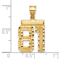 14K Yellow Gold Medium Diamond-cut Number 81 Charm view 2