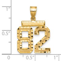 14K Yellow Gold Medium Diamond-cut Number 82 Charm view 2