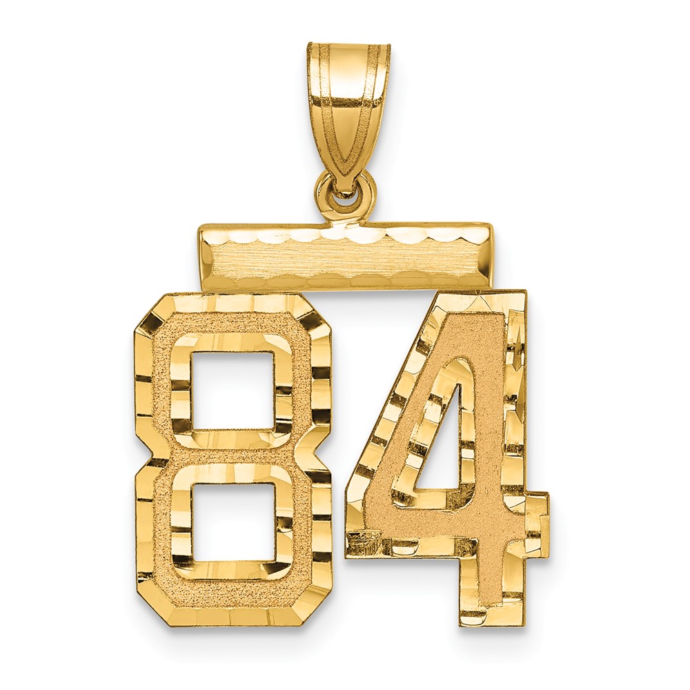 14K Yellow Gold Medium Diamond-cut Number 84 Charm