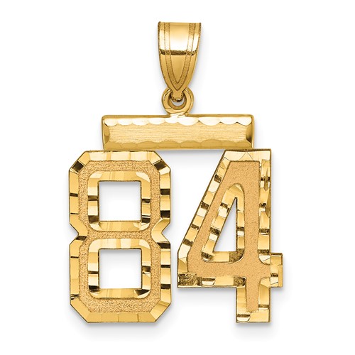 14K Yellow Gold Medium Diamond-cut Number 84 Charm