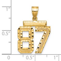 14K Yellow Gold Medium Diamond-cut Number 87 Charm view 2