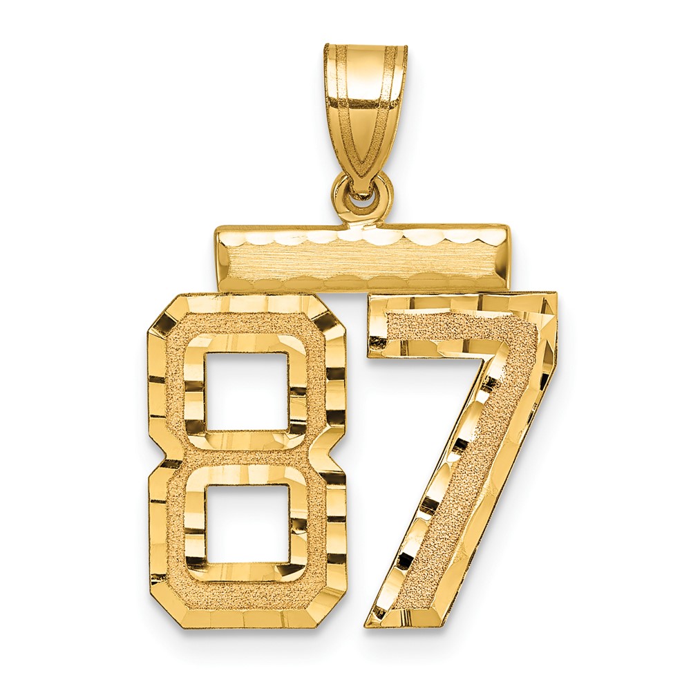 14K Yellow Gold Medium Diamond-cut Number 87 Charm
