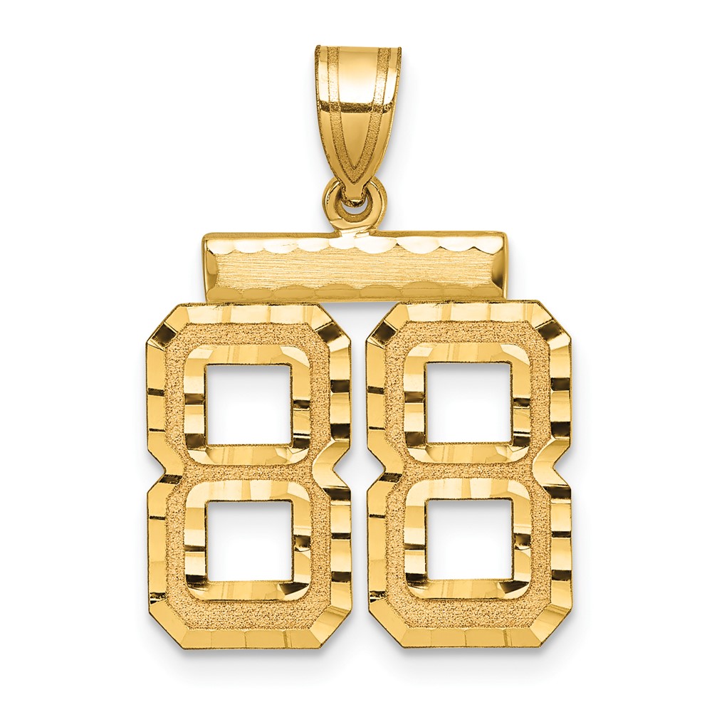 14K Medium Diamond-cut Number 88 Charm