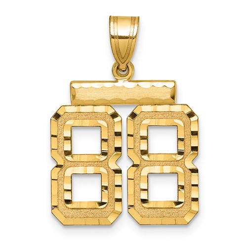 14K Yellow Gold Medium Diamond-cut Number 88 Charm