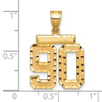 14K Yellow Gold Medium Diamond-cut Number 90 Charm view 2