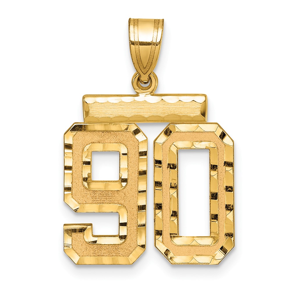 14K Yellow Gold Medium Diamond-cut Number 90 Charm