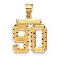 14K Yellow Gold Medium Diamond-cut Number 90 Charm view 1
