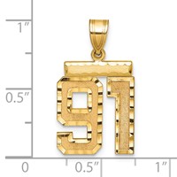 14K Yellow Gold Medium Diamond-cut Number 91 Charm view 2