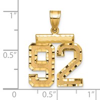 14K Yellow Gold Medium Diamond-cut Number 92 Charm view 2