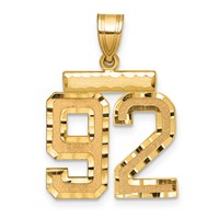14K Yellow Gold Medium Diamond-cut Number 92 Charm view 1