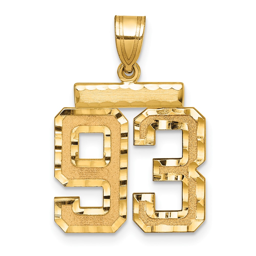 14K Yellow Gold Medium Diamond-cut Number 93 Charm