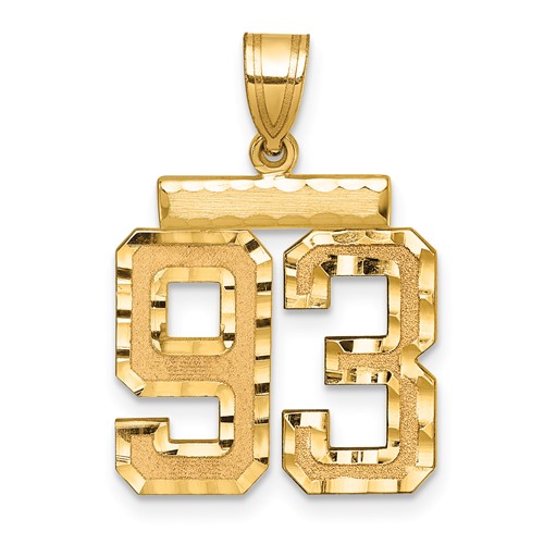 14K Yellow Gold Medium Diamond-cut Number 93 Charm