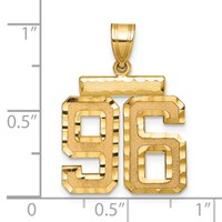 14K Yellow Gold Medium Diamond-cut Number 96 Charm view 2