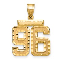 14K Yellow Gold Medium Diamond-cut Number 96 Charm view 1