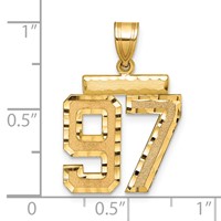 14K Yellow Gold Medium Diamond-cut Number 97 Charm view 2