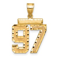 14K Yellow Gold Medium Diamond-cut Number 97 Charm view 1