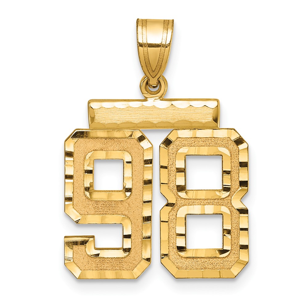 14K Medium Diamond-cut Number 98 Charm