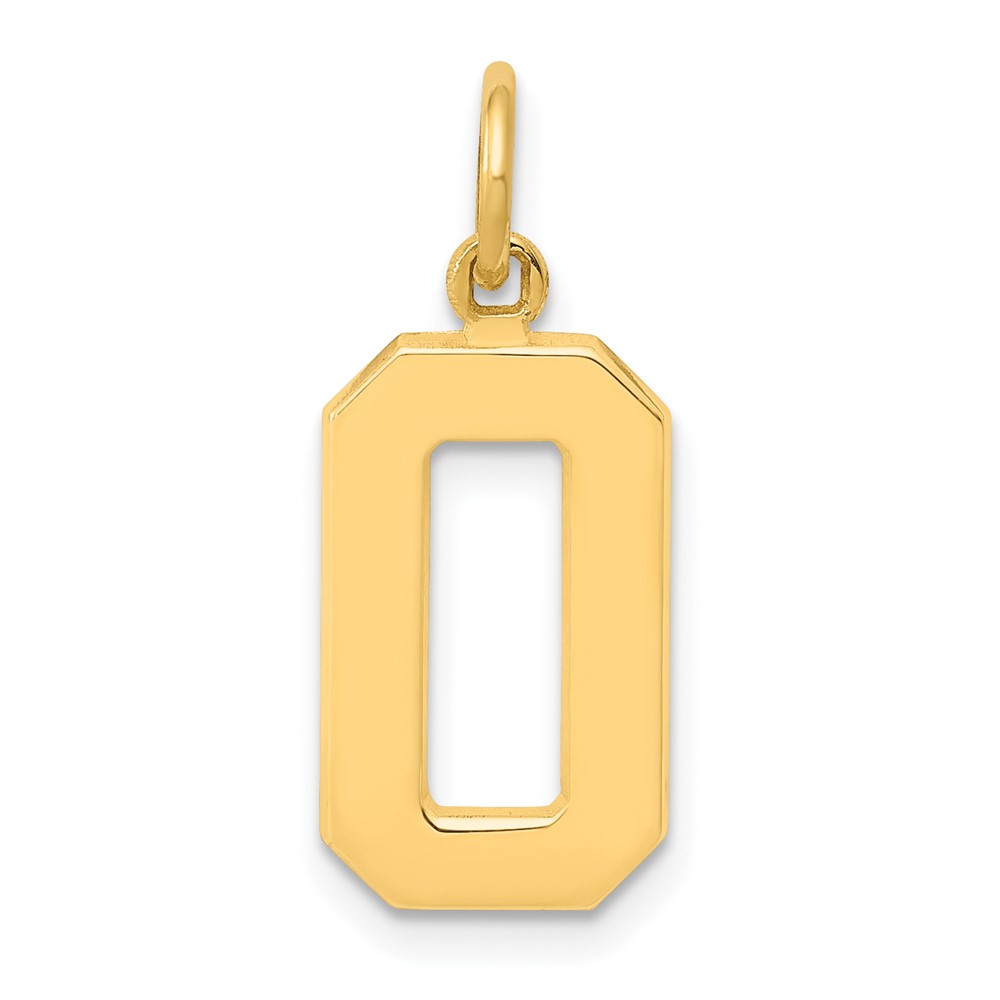 14K Medium Polished Number 0 Charm