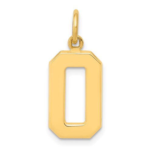 14K Yellow Gold Medium Polished Number 0 Charm