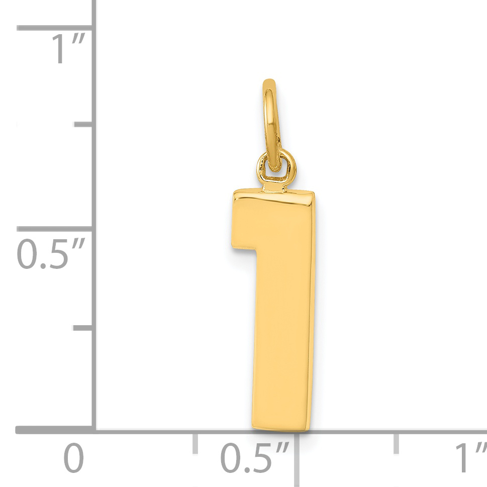 14k Medium Polished Number 1 Charm MP01