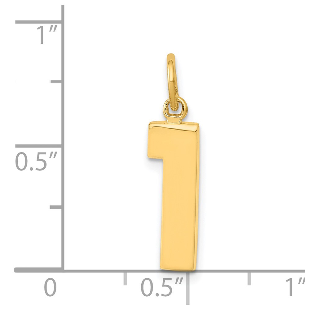 14k Medium Polished Number 1 Charm (MP01)