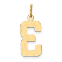 14K Yellow Gold Medium Polished Number 3 Charm view 3