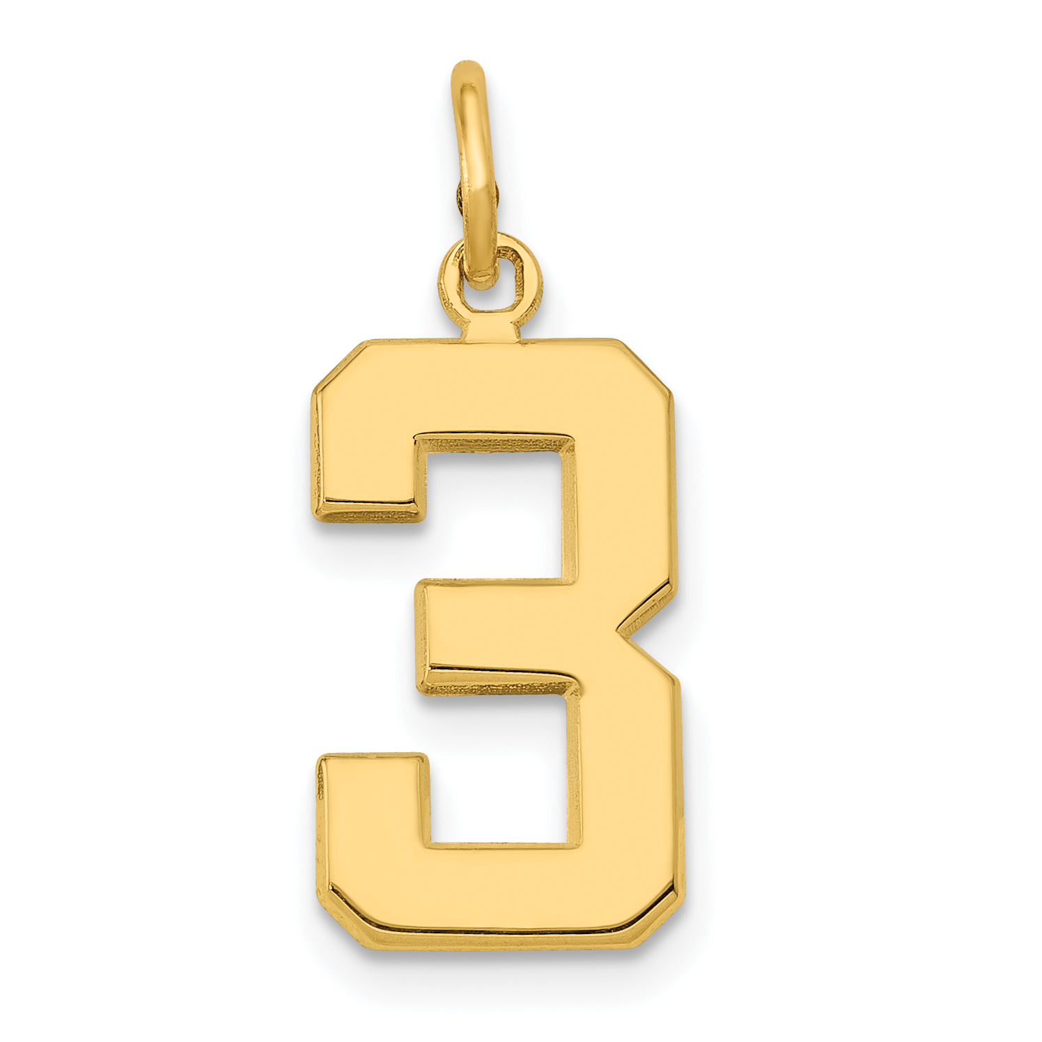 14k Medium Polished Number 3 Charm (MP03)
