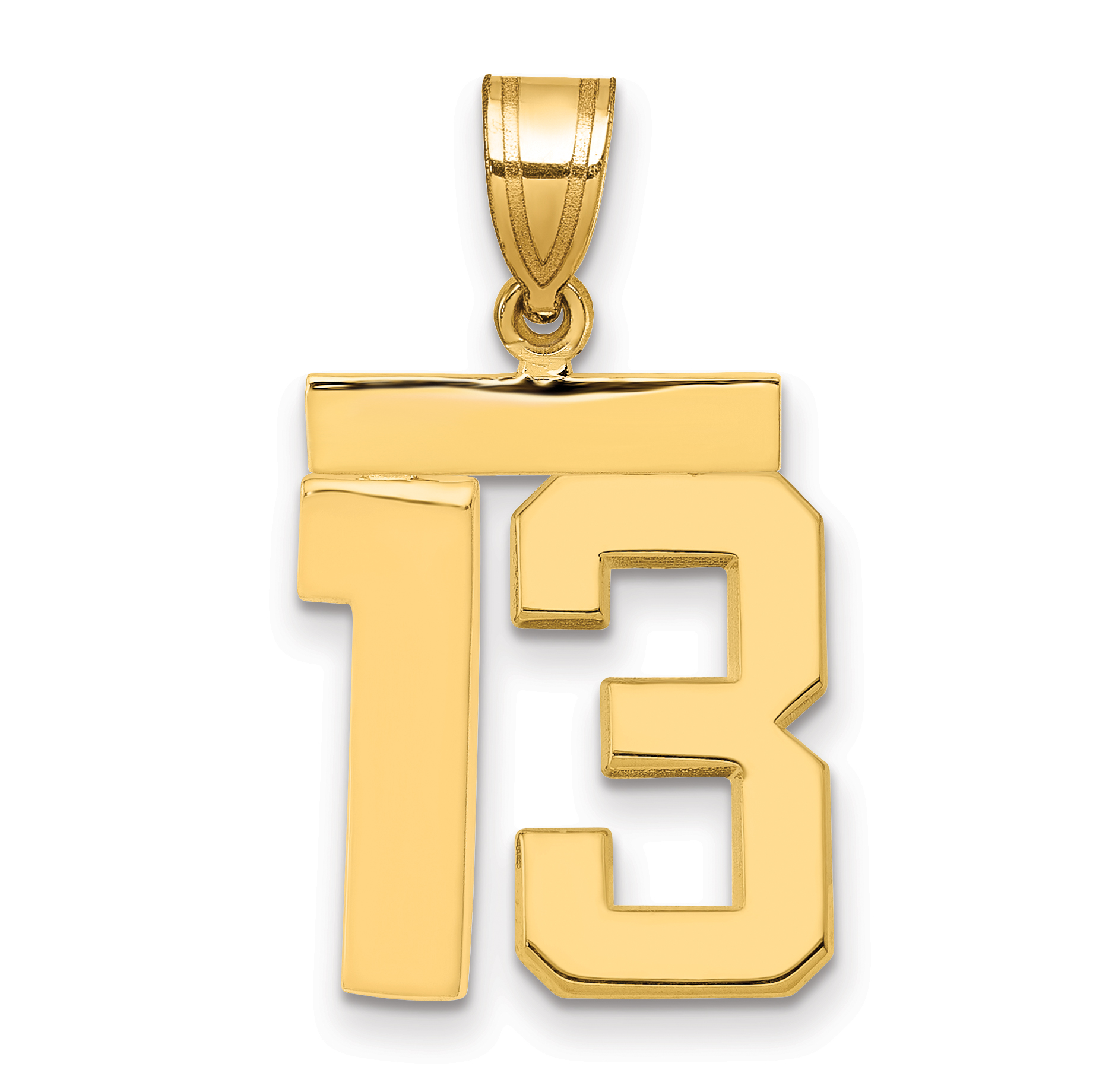 14k Medium Polished Number 13 Charm (MP13)