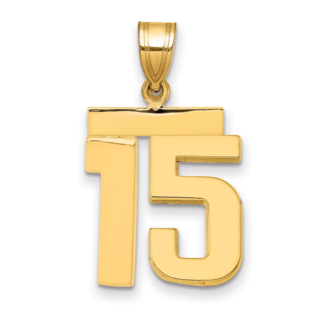 14K Yellow Gold Medium Polished Number 15 Charm