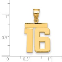 14K Yellow Gold Medium Polished Number 16 Charm view 2