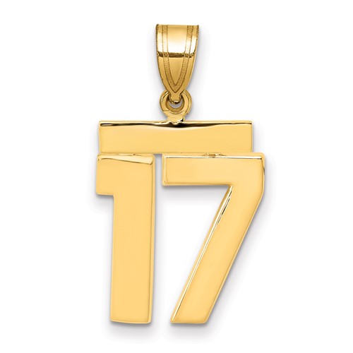 14K Yellow Gold Medium Polished Number 17 Charm